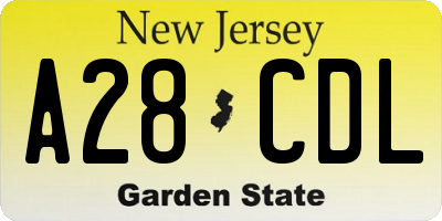 NJ license plate A28CDL