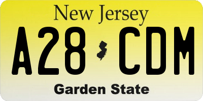 NJ license plate A28CDM