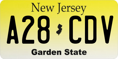 NJ license plate A28CDV