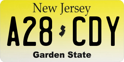 NJ license plate A28CDY