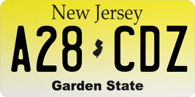 NJ license plate A28CDZ