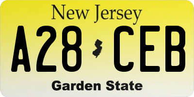 NJ license plate A28CEB