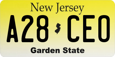 NJ license plate A28CEO