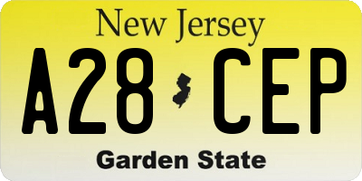 NJ license plate A28CEP