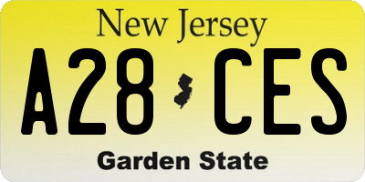 NJ license plate A28CES