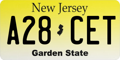 NJ license plate A28CET