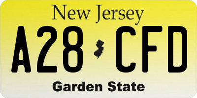 NJ license plate A28CFD