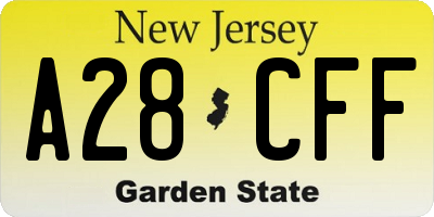 NJ license plate A28CFF