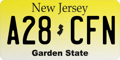 NJ license plate A28CFN
