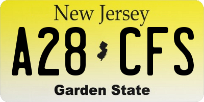 NJ license plate A28CFS