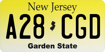 NJ license plate A28CGD