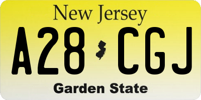 NJ license plate A28CGJ
