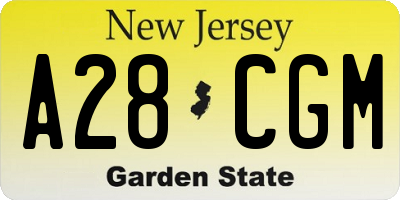NJ license plate A28CGM