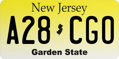 NJ license plate A28CGO