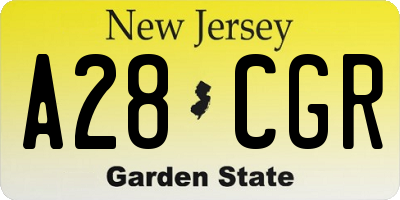 NJ license plate A28CGR