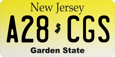 NJ license plate A28CGS