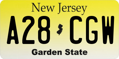 NJ license plate A28CGW