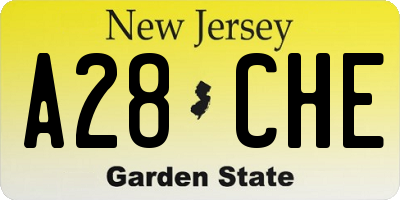 NJ license plate A28CHE