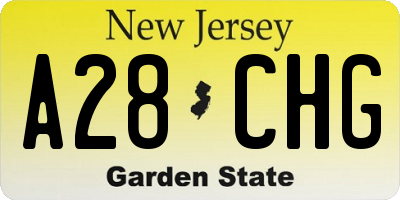 NJ license plate A28CHG