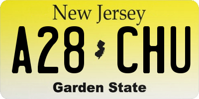 NJ license plate A28CHU