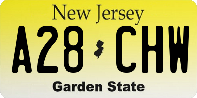 NJ license plate A28CHW
