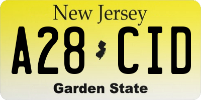 NJ license plate A28CID