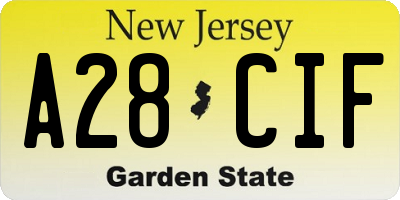 NJ license plate A28CIF