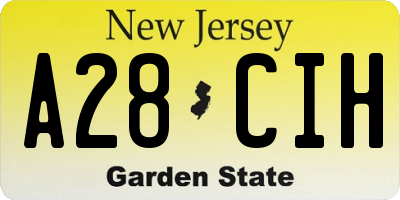 NJ license plate A28CIH