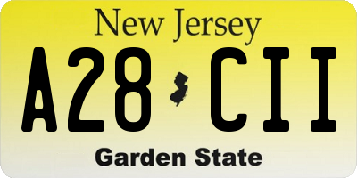 NJ license plate A28CII
