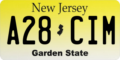 NJ license plate A28CIM