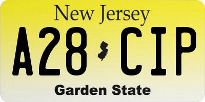 NJ license plate A28CIP