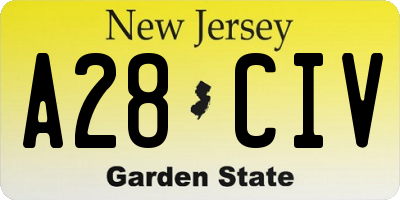 NJ license plate A28CIV
