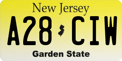 NJ license plate A28CIW
