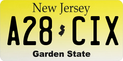NJ license plate A28CIX