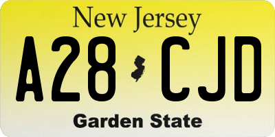 NJ license plate A28CJD