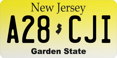 NJ license plate A28CJI