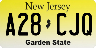 NJ license plate A28CJQ