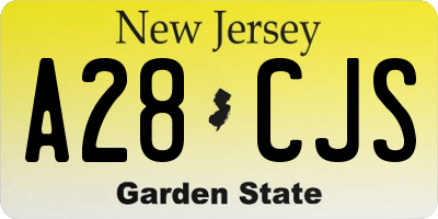 NJ license plate A28CJS