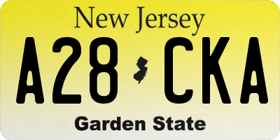 NJ license plate A28CKA