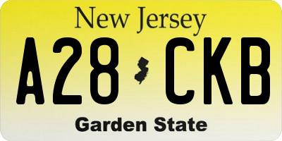 NJ license plate A28CKB