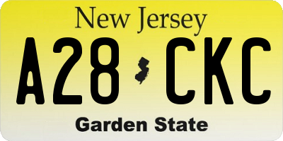 NJ license plate A28CKC