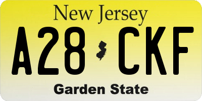 NJ license plate A28CKF