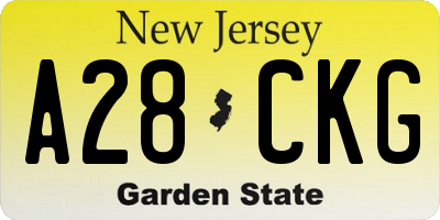 NJ license plate A28CKG