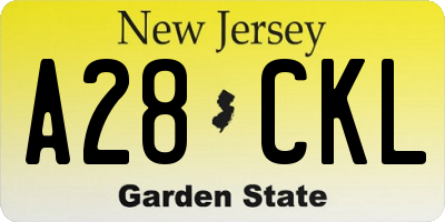 NJ license plate A28CKL