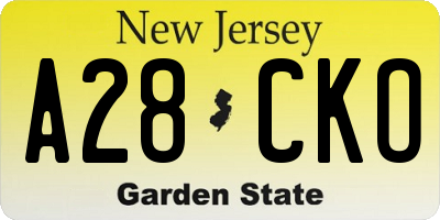 NJ license plate A28CKO