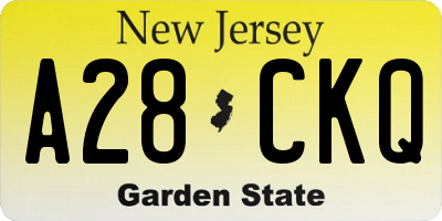 NJ license plate A28CKQ
