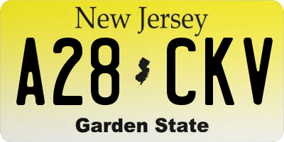 NJ license plate A28CKV