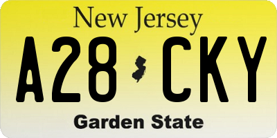 NJ license plate A28CKY
