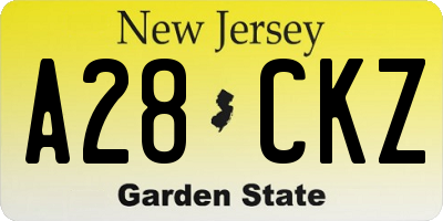 NJ license plate A28CKZ