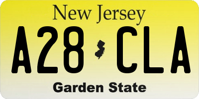 NJ license plate A28CLA